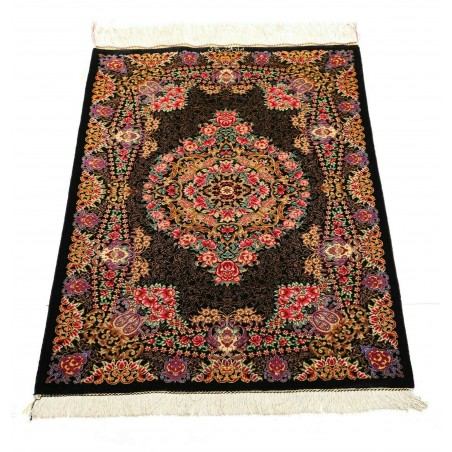 Tappeto Ghom seta Persia grigio rosso 60x90