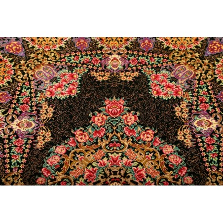 Tappeto Ghom seta Persia grigio rosso 60x90
