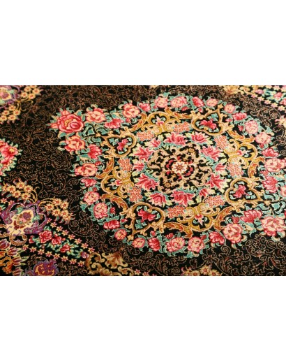 Tappeto Ghom seta Persia grigio rosso 60x90