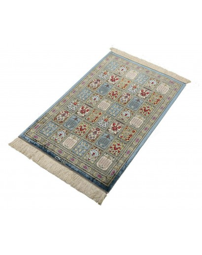 Tappeto Ghom seta Persia azzurro beige 60x88