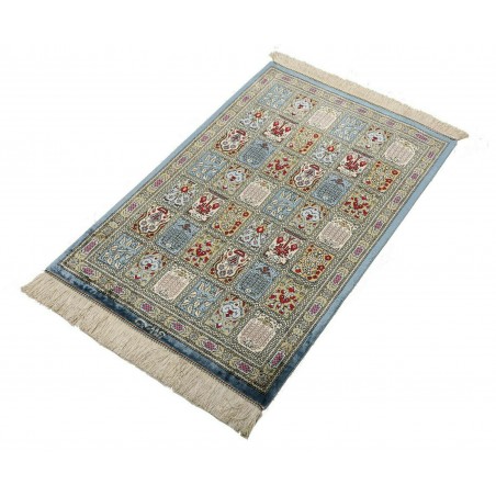 Tappeto Ghom seta Persia azzurro beige 60x88