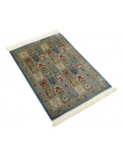Tappeto Ghom seta Persia azzurro beige 60x88