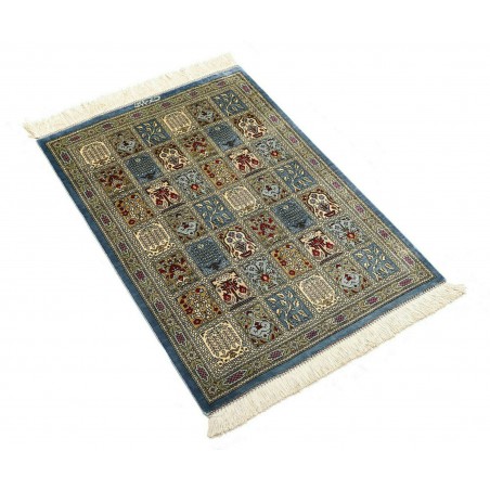 Tappeto Ghom seta Persia azzurro beige 60x88