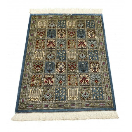Tappeto Ghom seta Persia azzurro beige 60x88