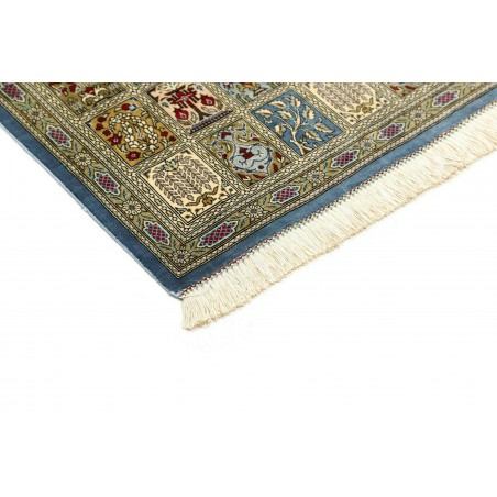 Tappeto Ghom seta Persia azzurro beige 60x88