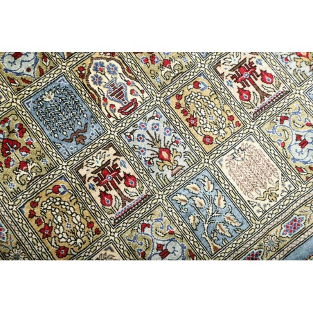 Tappeto Ghom seta Persia azzurro beige 60x88
