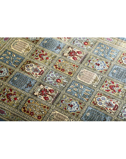Tappeto Ghom seta Persia azzurro beige 60x88
