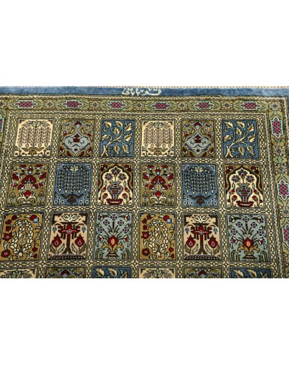 Tappeto Ghom seta Persia azzurro beige 60x88