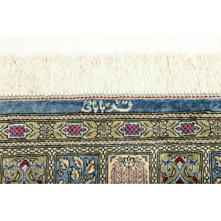 Tappeto Ghom seta Persia azzurro beige 60x88