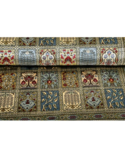 Tappeto Ghom seta Persia azzurro beige 60x88