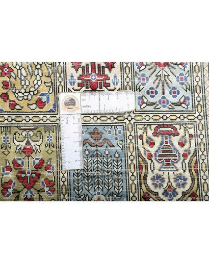Tappeto Ghom seta Persia azzurro beige 60x88