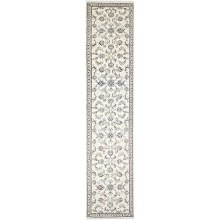 Tappeto Nain Kashmar Persia bianco azzurro 75x388