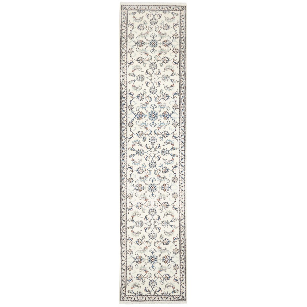 Tappeto Nain Kashmar Persia bianco grigio 75x390 Tappeto Nain Kashmar Persia bianco grigio 75x390