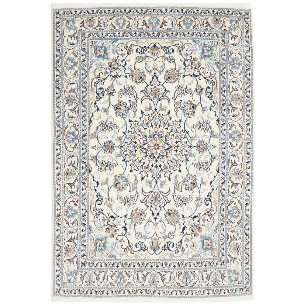Tappeto Nain Kashmar Persia bianco marrone 150x220 Tappeto Nain Kashmar Persia bianco marrone 150x220