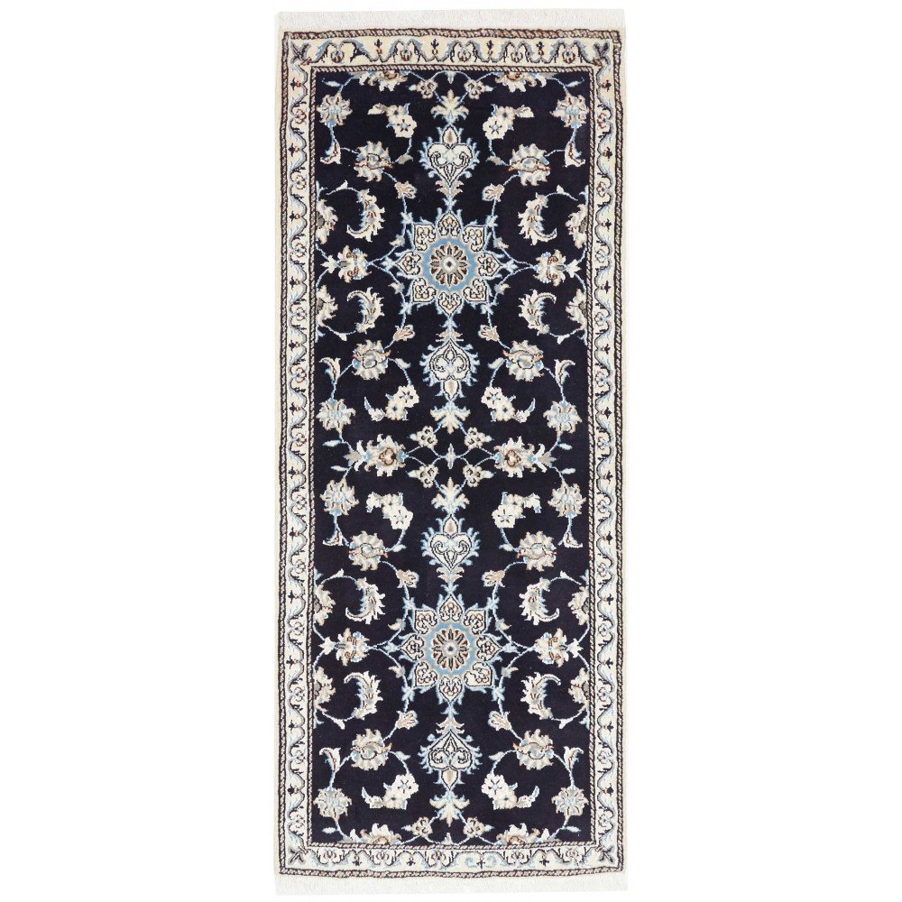 Tappeto Nain Kashmar Persia bianco azzurro 80x200 Tappeto Nain Kashmar Persia bianco azzurro 80x200