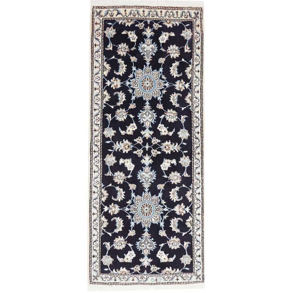 Tappeto Nain Kashmar Persia bianco azzurro 78x195 Tappeto Nain Kashmar Persia bianco azzurro 78x195