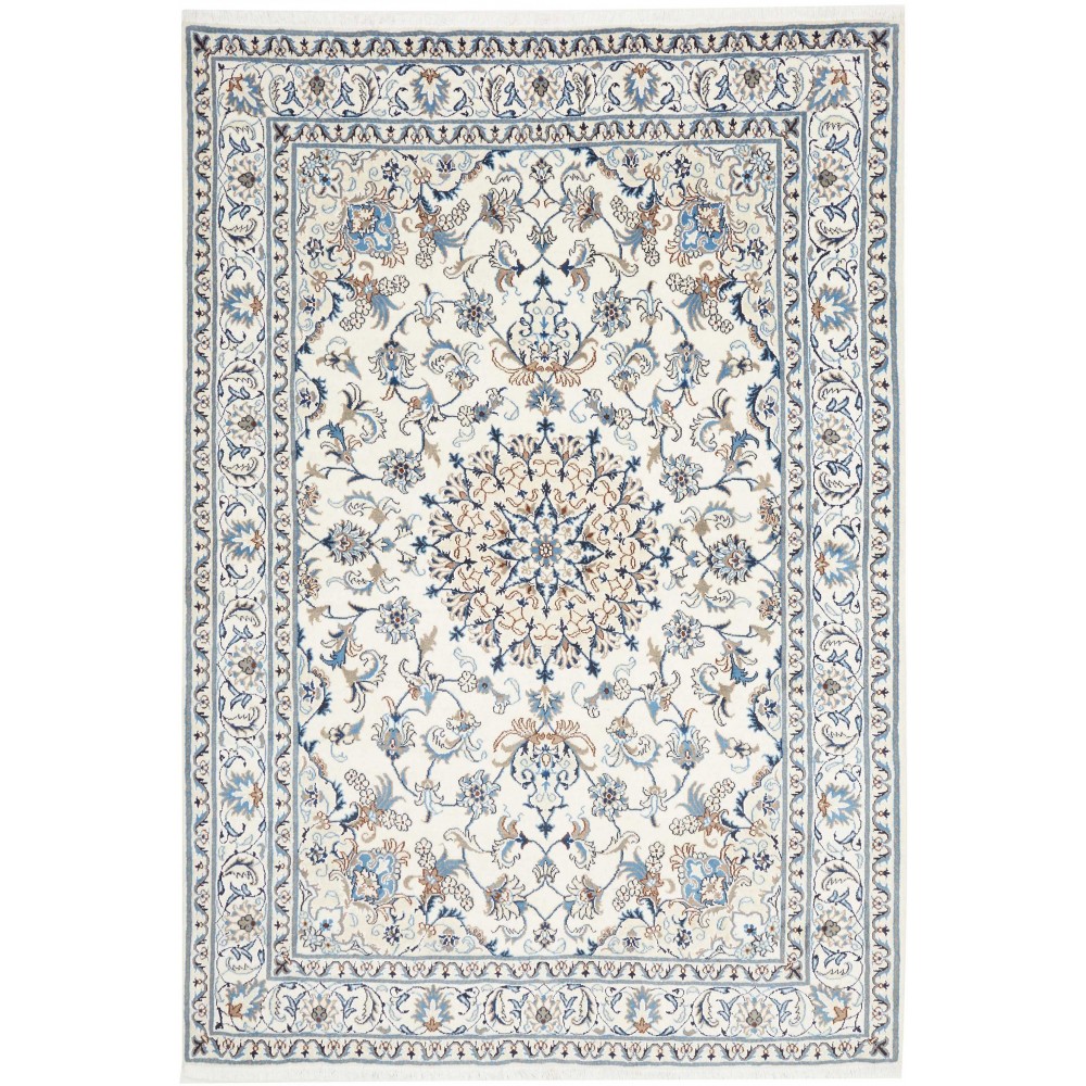 Tappeto Nain Kashmar Persia bianco grigio 167x244 Tappeto Nain Kashmar Persia bianco grigio 167x244