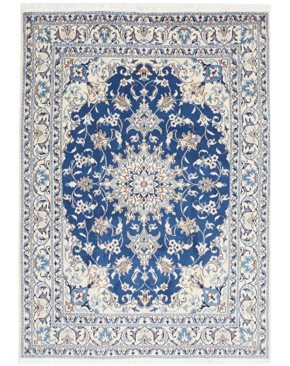 Tappeto Nain Kashmar Persia bianco blu 144x200