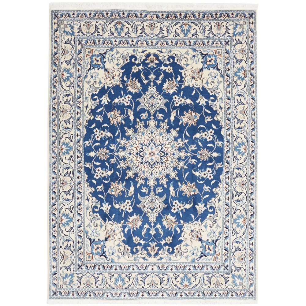 Tappeto Nain Kashmar Persia bianco blu 144x200 Tappeto Nain Kashmar Persia bianco blu 144x200