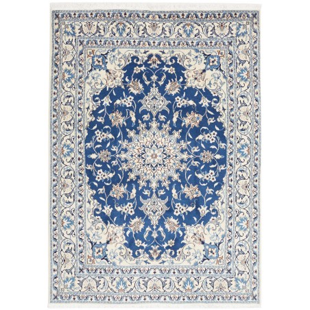 Tappeto Nain Kashmar Persia bianco blu 144x200