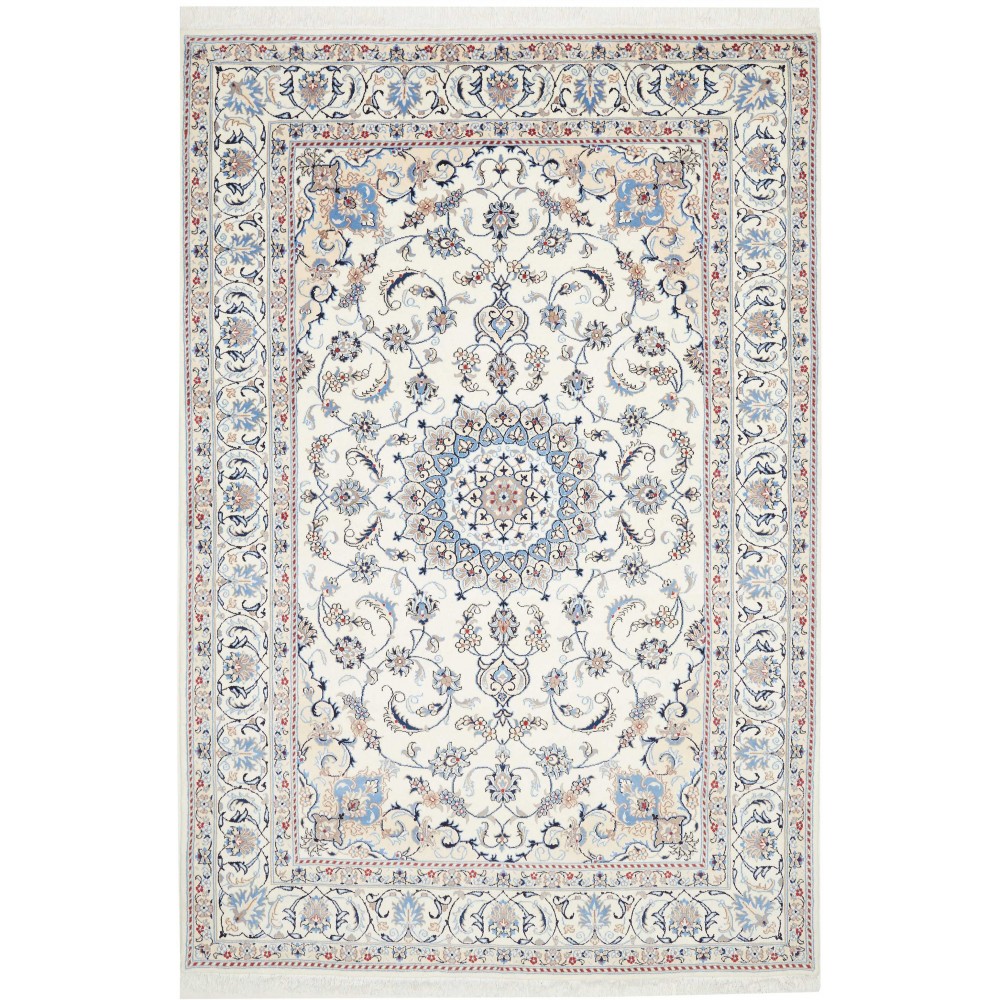 Tappeto Nain Kashmar Persia bianco grigio 200x300 Tappeto Nain Kashmar Persia bianco grigio 200x300