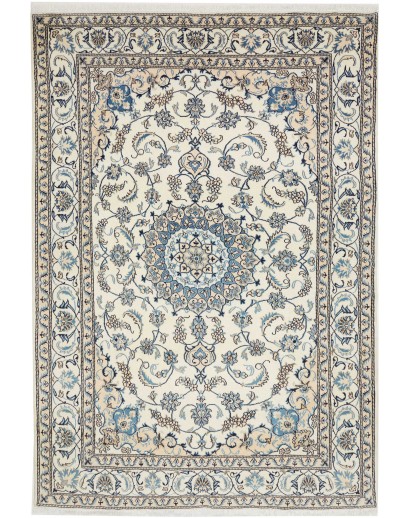 Tappeto Nain Kashmar Persia bianco grigio 198x295