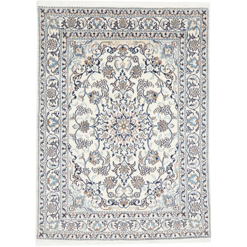 Tappeto Nain Kashmar Persia bianco grigio 145x192 Tappeto Nain Kashmar Persia bianco grigio 145x192