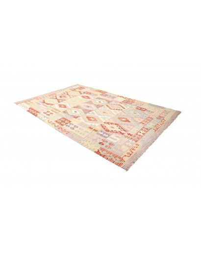 Tappeto Kilim Afghanistan bianco arancione 198x298