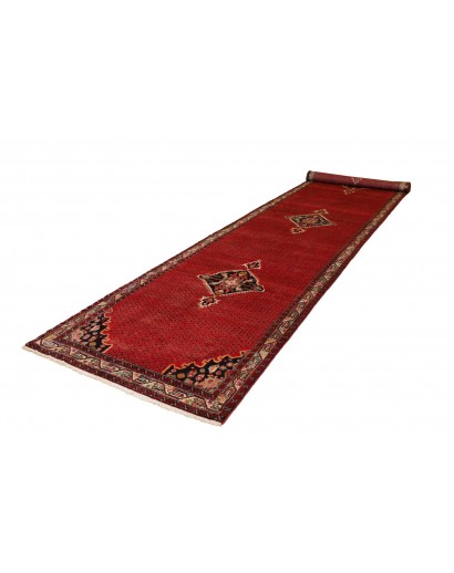 Tappeto Hamadan Persia rosso verde 130x500