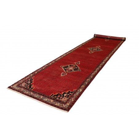 Tappeto Hamadan Persia rosso verde 130x500