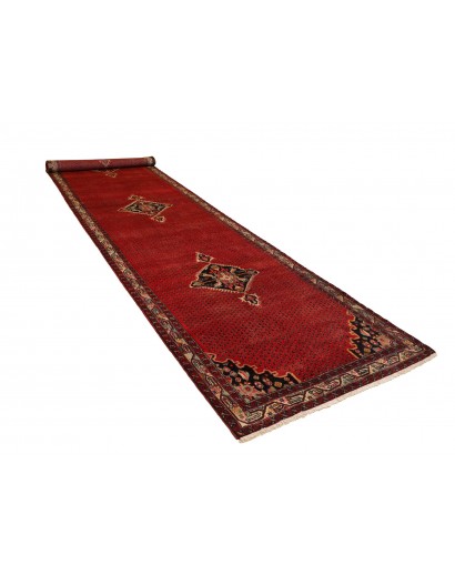 Tappeto Hamadan Persia rosso verde 130x500