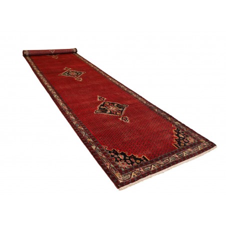 Tappeto Hamadan Persia rosso verde 130x500