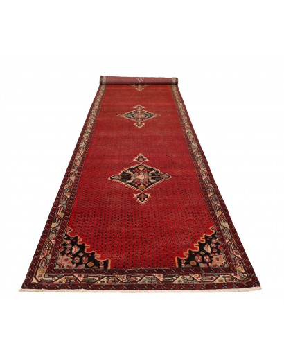 Tappeto Hamadan Persia rosso verde 130x500