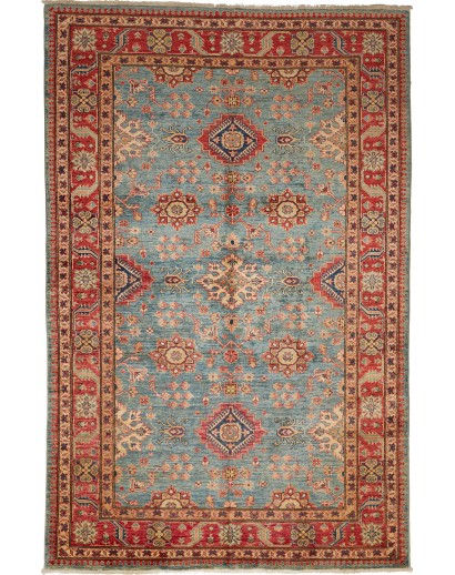 Tappeto Kazak Fine Pakistan bianco grigio 161x245