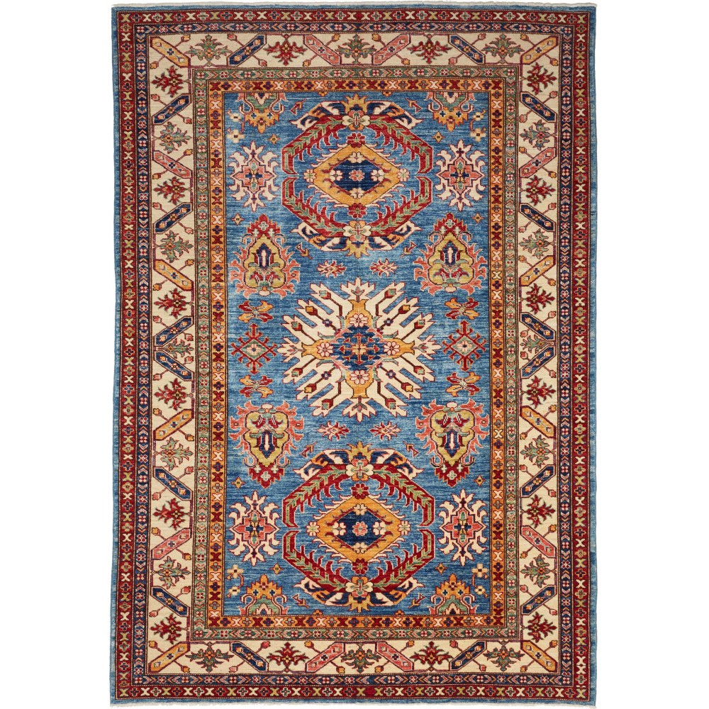 Tappeto Kazak Fine Pakistan azzurro arancione 168x239 Tappeto Kazak Fine Pakistan azzurro arancione 168x239