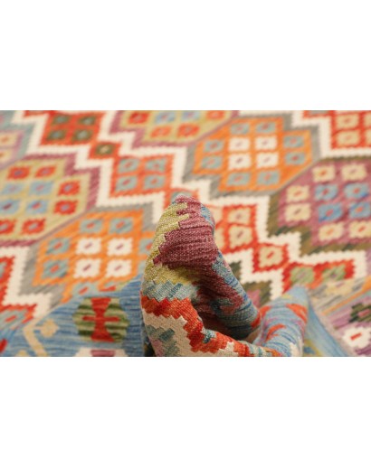 Tappeto Kilim Afghanistan marrone azzurro 315x393