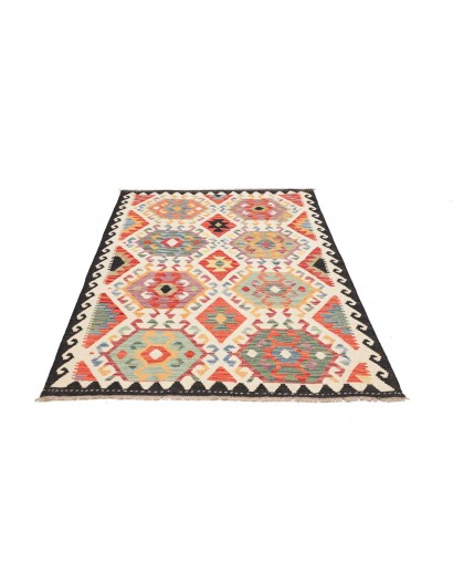 Tappeto Kilim Afghanistan giallo grigio 123x182