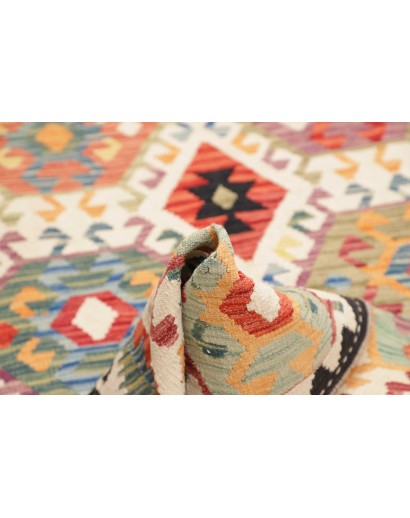 Tappeto Kilim Afghanistan giallo grigio 123x182