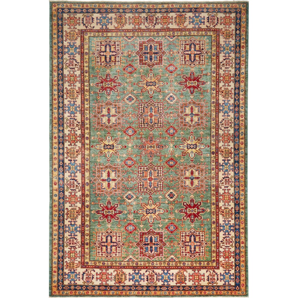 Tappeto Kazak Fine Pakistan marrone grigio 207x306 Tappeto Kazak Fine Pakistan marrone grigio 207x306