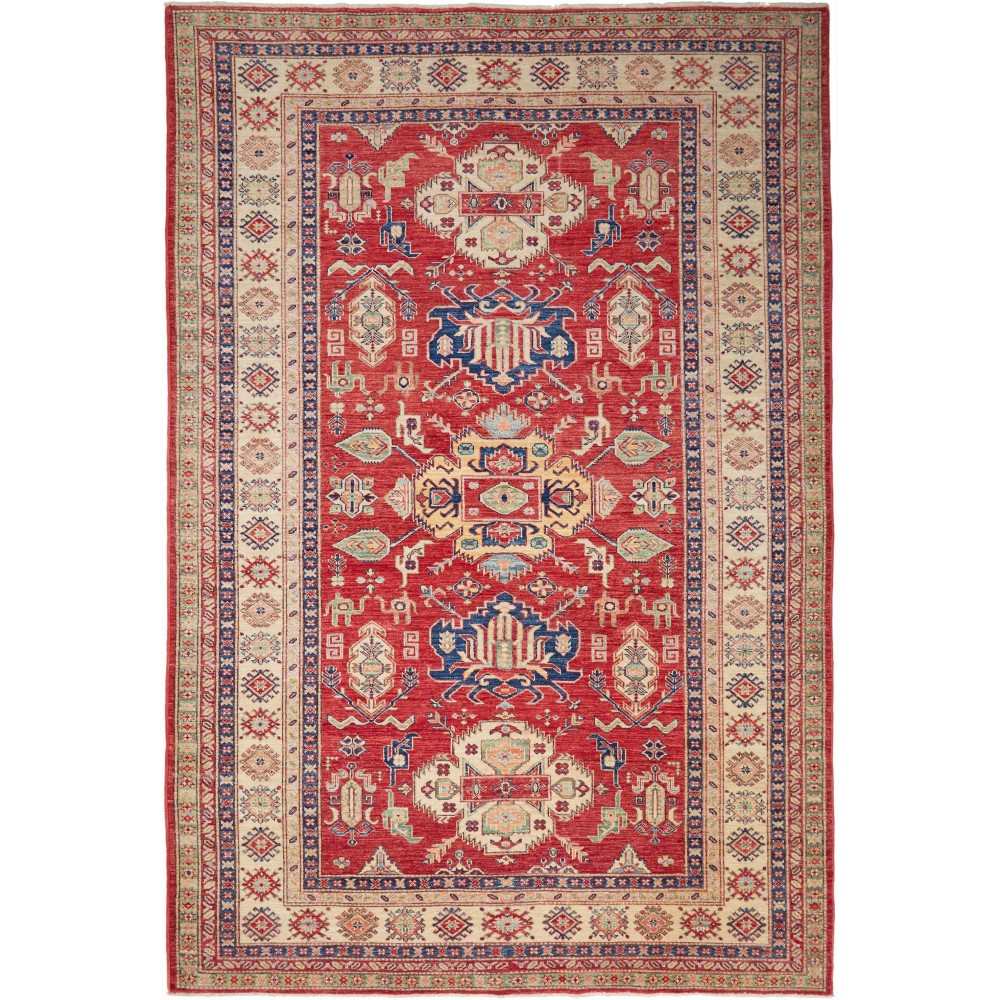 Tappeto Kazak Fine Pakistan marrone grigio 202x290 Tappeto Kazak Fine Pakistan marrone grigio 202x290
