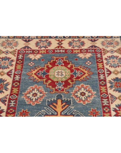 Tappeto Kazak Afghanistan azzurro grigio 89x393