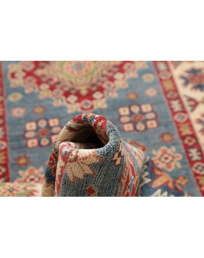 Tappeto Kazak Afghanistan azzurro grigio 89x393