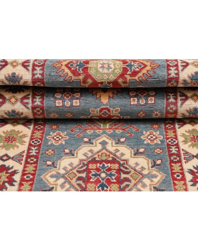 Tappeto Kazak Afghanistan azzurro grigio 89x393