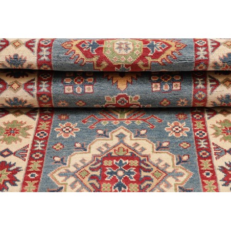 Tappeto Kazak Afghanistan azzurro grigio 89x393