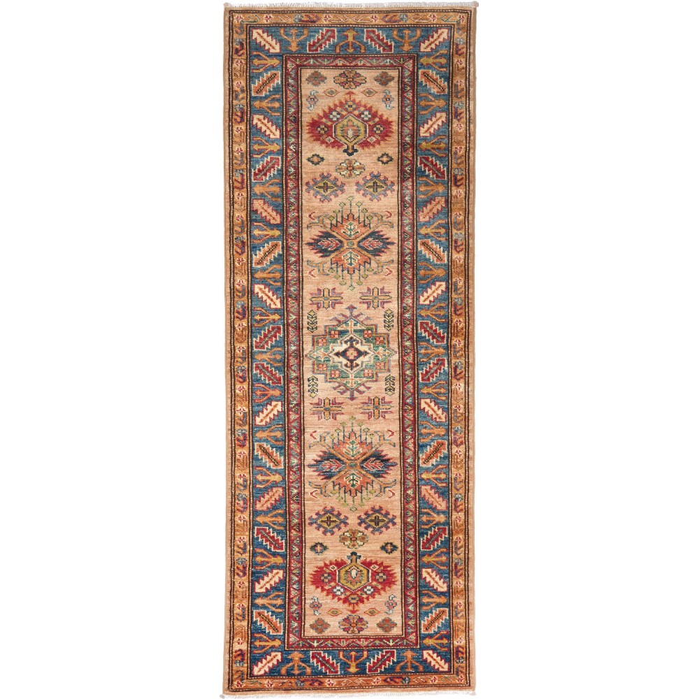 Tappeto Kazak Fine Pakistan marrone grigio 64x179 Tappeto Kazak Fine Pakistan marrone grigio 64x179