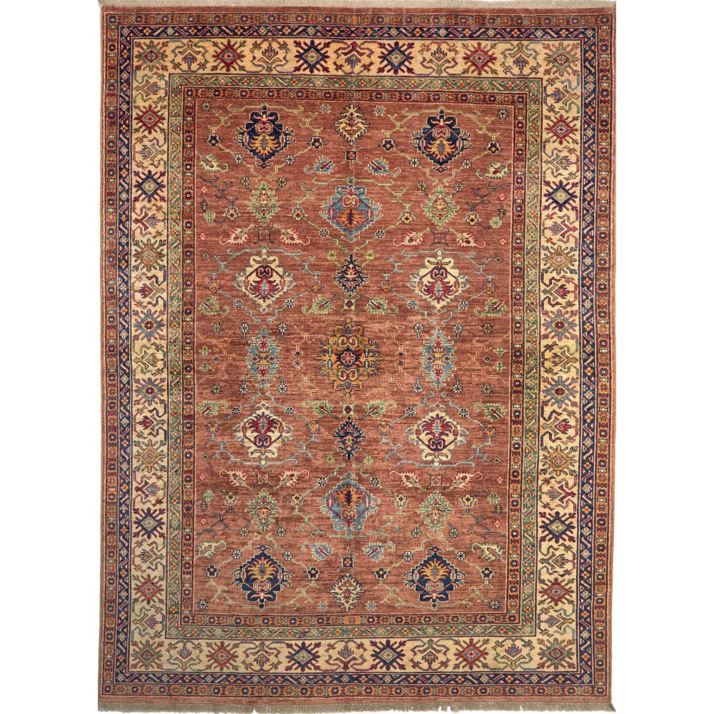 Tappeto Kazak Fine Pakistan marrone grigio 183x244 Tappeto Kazak Fine Pakistan marrone grigio 183x244