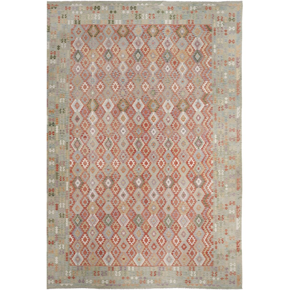 Tappeto Kilim Afghanistan marrone azzurro 410x594 Tappeto Kilim Afghanistan marrone azzurro 410x594