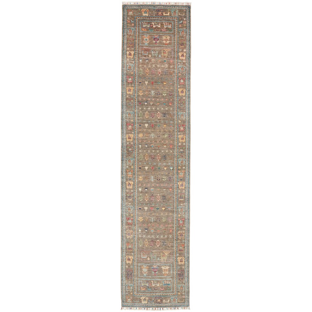 Tappeto Rubin Pakistan marrone bianco 76x346 Tappeto Rubin Pakistan marrone bianco 76x346