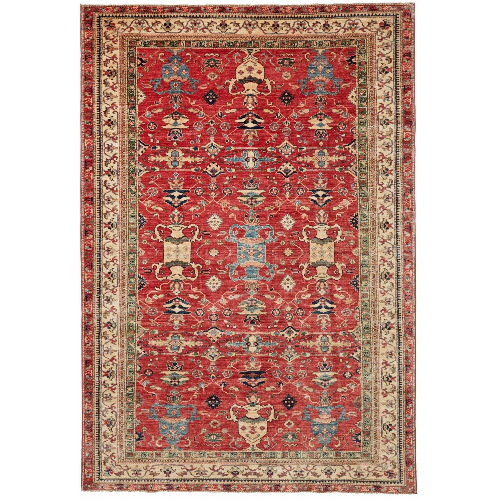 Tappeto Kazak Fine Pakistan marrone grigio 203x295 Tappeto Kazak Fine Pakistan marrone grigio 203x295