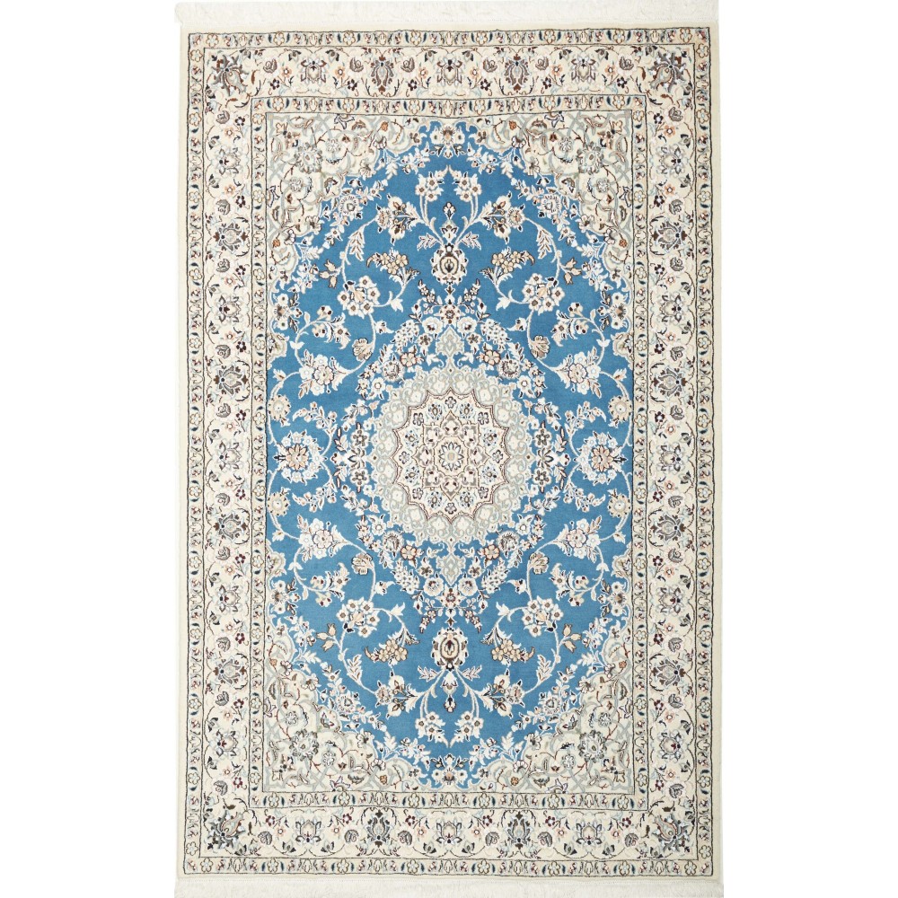 Tappeto Nain 9La Persia bianco blu 130x206 Tappeto Nain 9La Persia bianco blu 130x206
